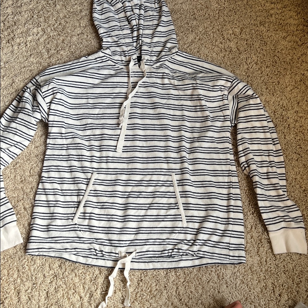 J. Crew Navy and White Striped Hoodie